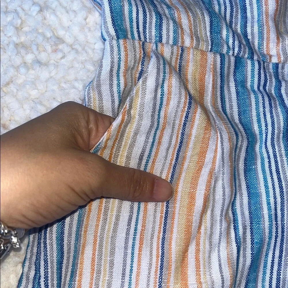 Reformation Island Linen Romper Marbella‎ Stripe 0